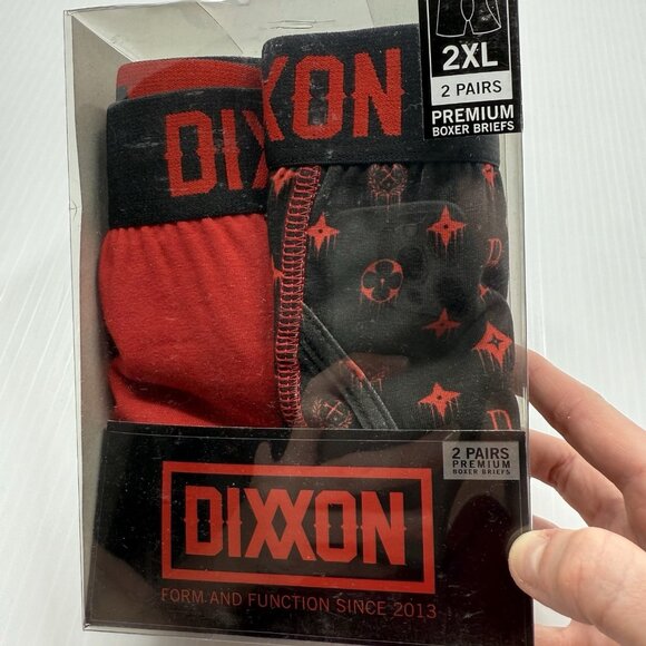 Dixxon Boxer Briefs Men's Red Black  2XL 2 Pairs Premium Underwear NWT Comfy - Picture 1 of 4